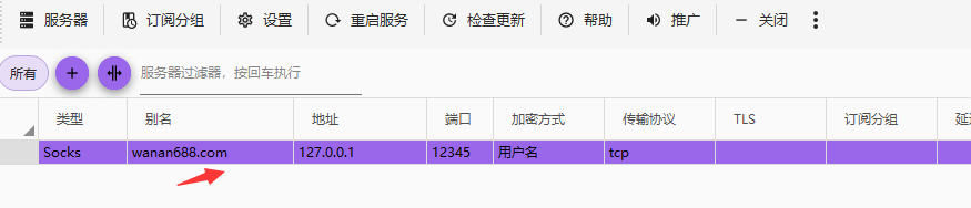 万安科技 Windows SOCKS5 教程 - 步骤5: 查看节点列表